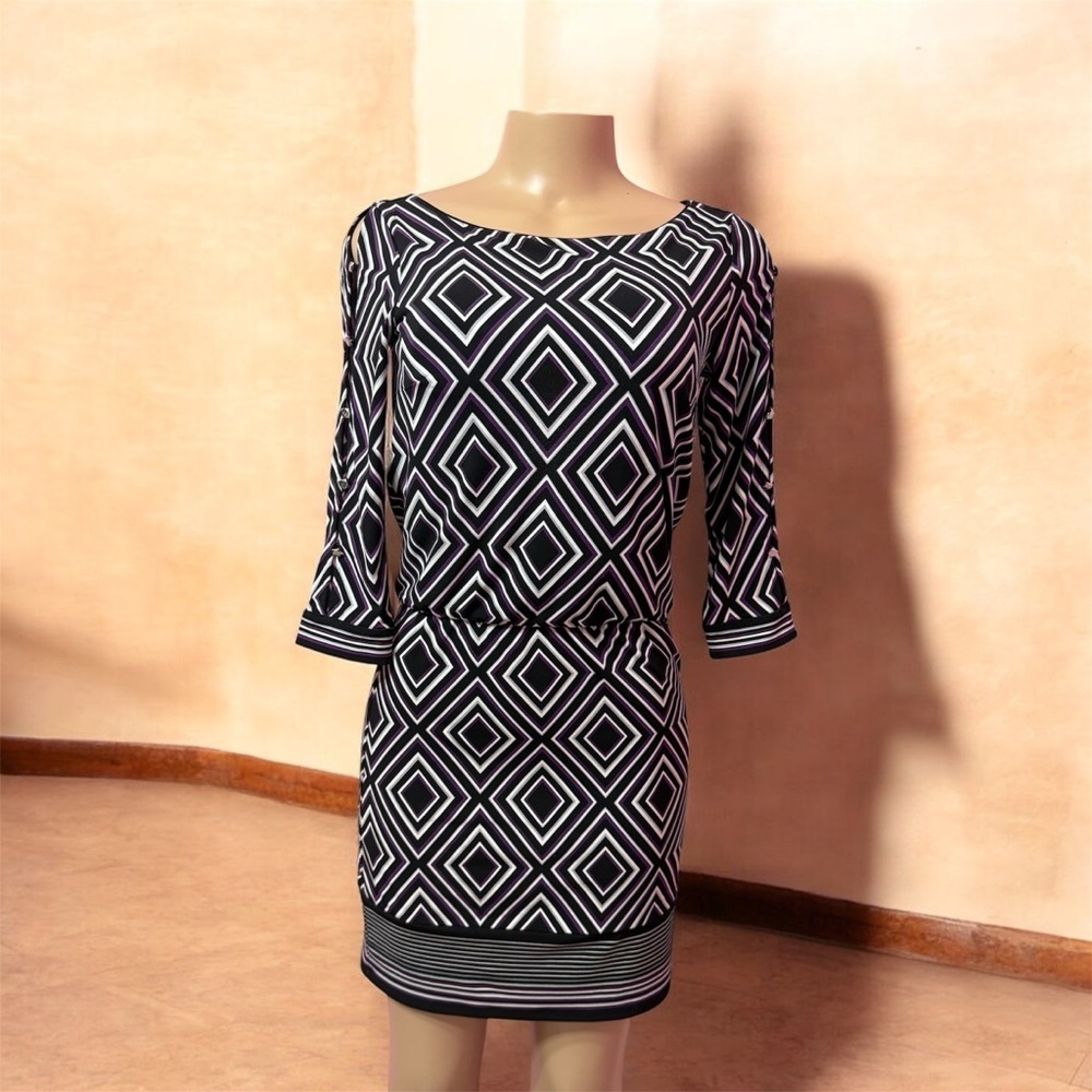 WHITE HOUSE BLACK MARKET HEAVY POLYESTE MINI TUNIC Party Coctail DRESS Size XXS